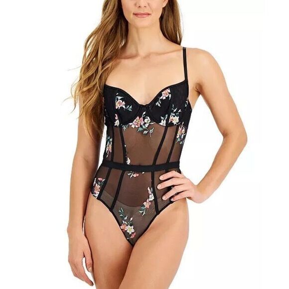 NWT I.N.C. International Concepts Women's Floral Lace Lingerie Bodysuit - Medium - Picture 1 of 12